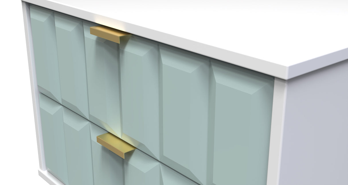 Cube 2 Drawer Midi Chest with Gold Hairpin Legs - Welcome Furniture