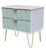 Cube 2 Drawer Midi Chest with Gold Hairpin Legs - Welcome Furniture