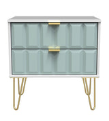 Cube 2 Drawer Midi Chest with Gold Hairpin Legs - Welcome Furniture