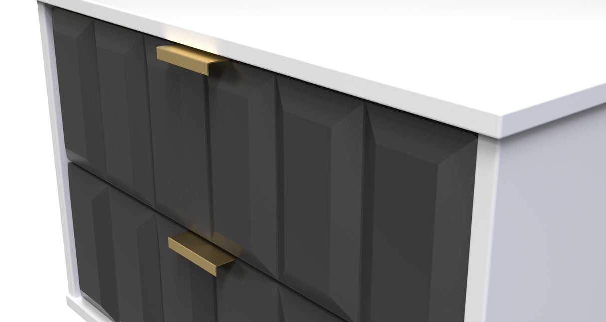Cube 2 Drawer Midi Chest with Gold Hairpin Legs - Welcome Furniture