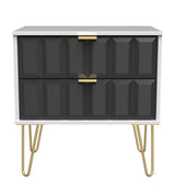Cube 2 Drawer Midi Chest with Gold Hairpin Legs - Welcome Furniture