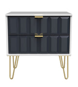 Cube 2 Drawer Midi Chest with Gold Hairpin Legs - Welcome Furniture