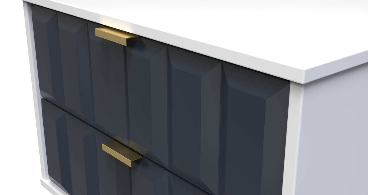 Cube 2 Drawer Midi Chest with Gold Hairpin Legs - Welcome Furniture