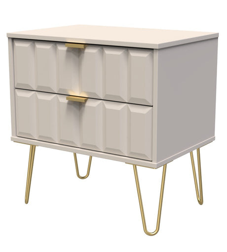 Cube 2 Drawer Midi Chest with Gold Hairpin Legs - Welcome Furniture