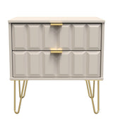 Cube 2 Drawer Midi Chest with Gold Hairpin Legs - Welcome Furniture