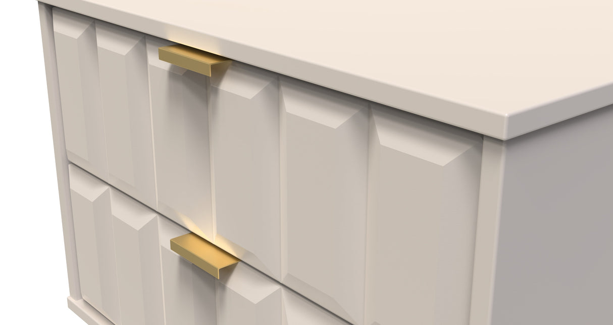 Cube 2 Drawer Midi Chest with Gold Hairpin Legs - Welcome Furniture