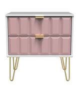 Cube 2 Drawer Midi Chest with Gold Hairpin Legs - Welcome Furniture