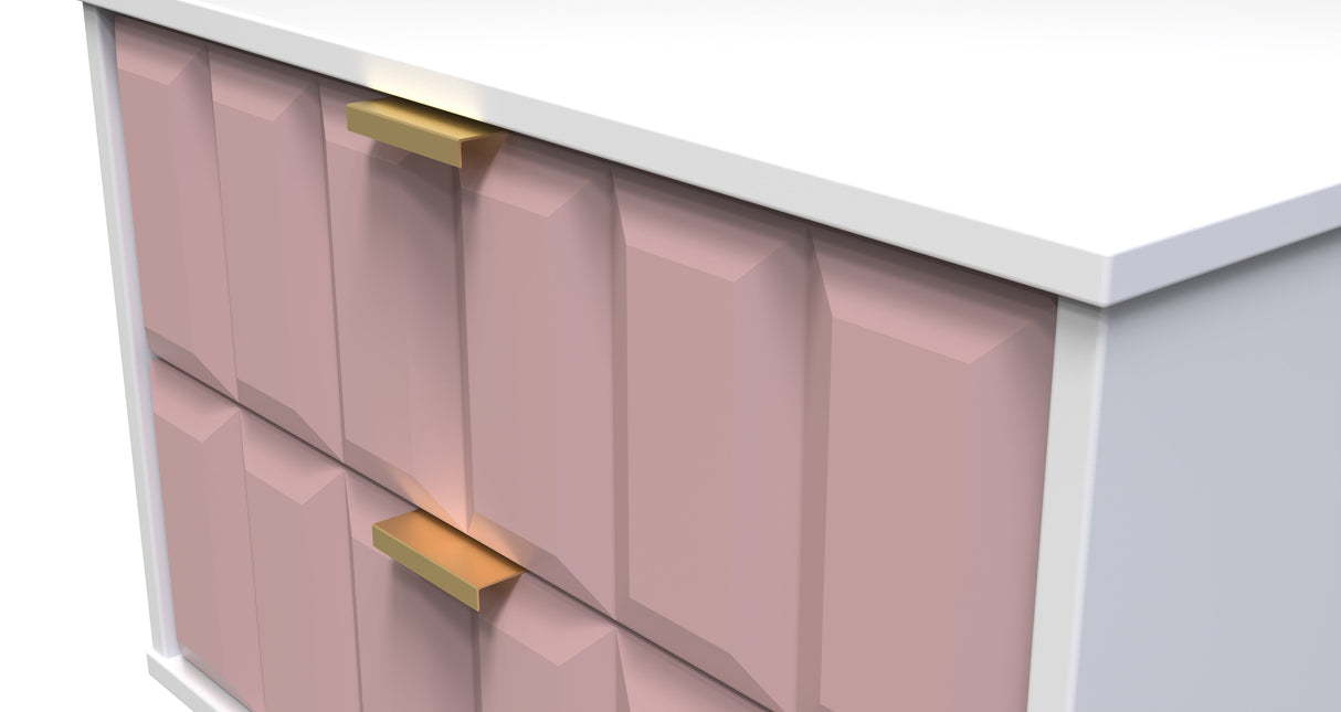 Cube 2 Drawer Midi Chest with Gold Hairpin Legs - Welcome Furniture