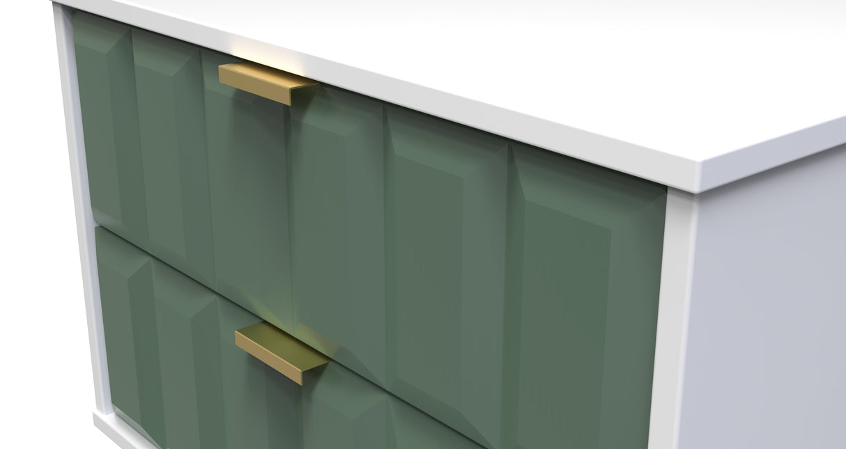 Cube 2 Drawer Midi Chest with Gold Hairpin Legs - Welcome Furniture