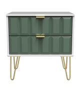 Cube 2 Drawer Midi Chest with Gold Hairpin Legs - Welcome Furniture