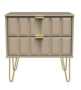 Cube 2 Drawer Midi Chest with Gold Hairpin Legs - Welcome Furniture