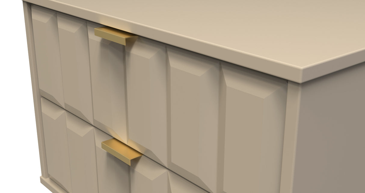 Cube 2 Drawer Midi Chest with Gold Hairpin Legs - Welcome Furniture