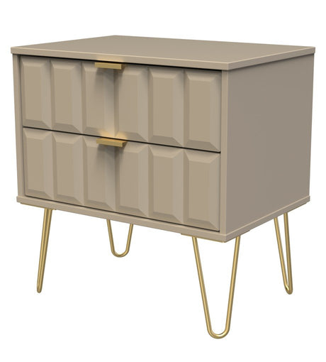Cube 2 Drawer Midi Chest with Gold Hairpin Legs - Welcome Furniture