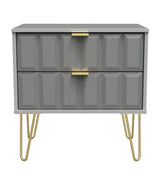 Cube 2 Drawer Midi Chest with Gold Hairpin Legs - Welcome Furniture