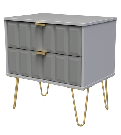 Cube 2 Drawer Midi Chest with Gold Hairpin Legs - Welcome Furniture