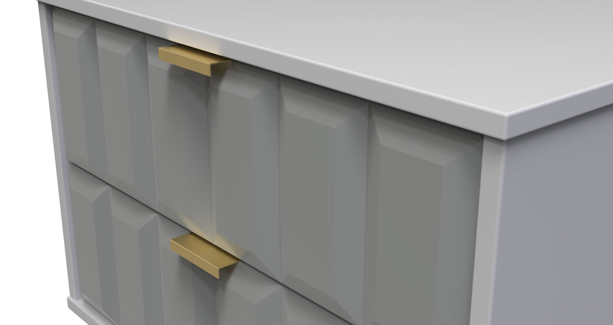 Cube 2 Drawer Midi Chest with Gold Hairpin Legs - Welcome Furniture