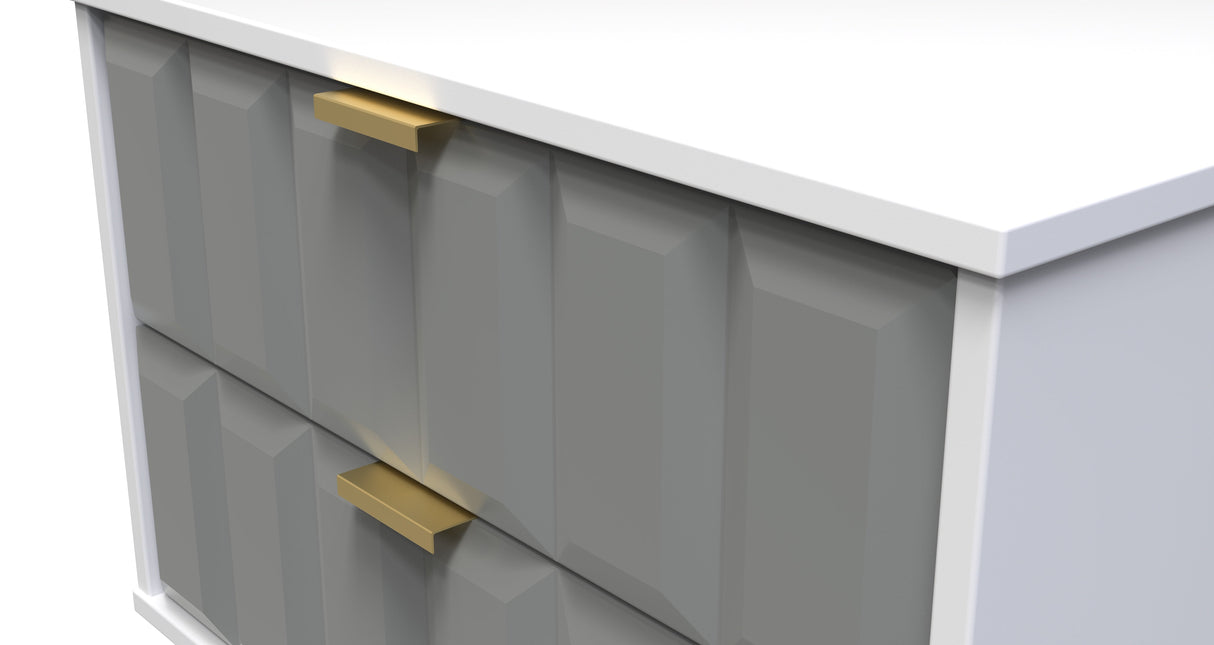 Cube 2 Drawer Midi Chest with Gold Hairpin Legs - Welcome Furniture