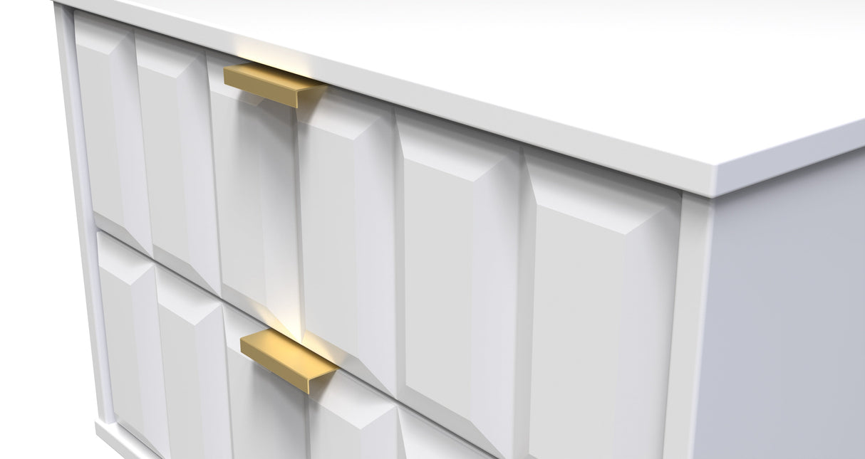 Cube 2 Drawer Midi Chest with Gold Hairpin Legs - Welcome Furniture