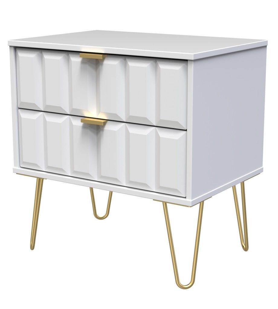 Cube 2 Drawer Midi Chest with Gold Hairpin Legs - Welcome Furniture