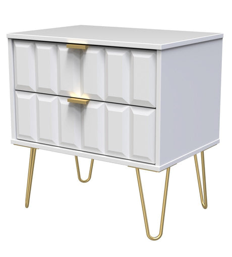 Cube 2 Drawer Midi Chest with Gold Hairpin Legs - Welcome Furniture