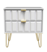 Cube 2 Drawer Midi Chest with Gold Hairpin Legs - Welcome Furniture
