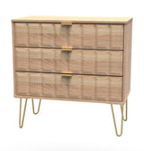 Cube 3 Drawer Chest with Gold Hairpin Legs - Welcome Furniture