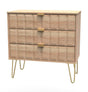Cube 3 Drawer Chest with Gold Hairpin Legs - Welcome Furniture