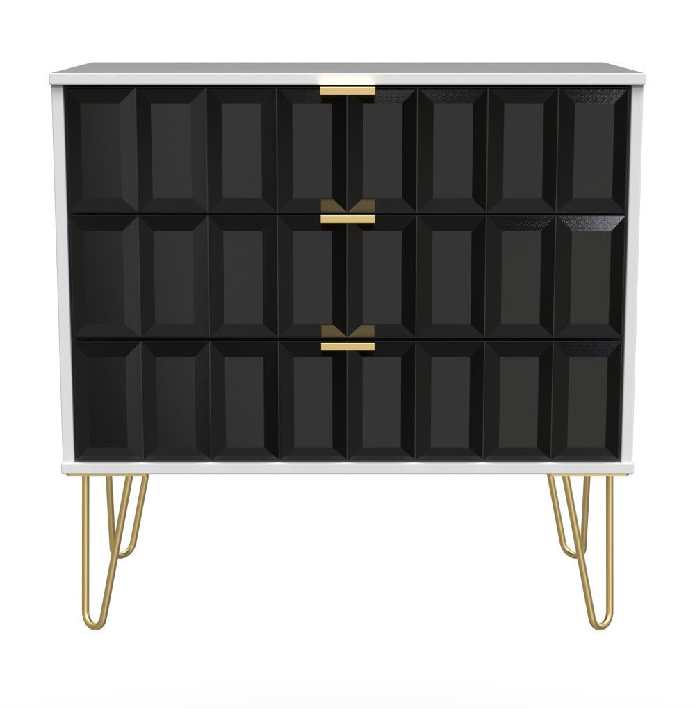 Cube 3 Drawer Chest with Gold Hairpin Legs - Welcome Furniture