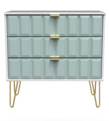 Cube 3 Drawer Chest with Gold Hairpin Legs - Welcome Furniture