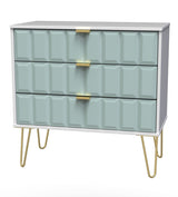 Cube 3 Drawer Chest with Gold Hairpin Legs - Welcome Furniture