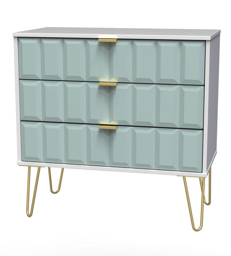 Cube 3 Drawer Chest with Gold Hairpin Legs - Welcome Furniture