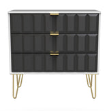 Cube 3 Drawer Chest with Gold Hairpin Legs - Welcome Furniture