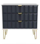 Cube 3 Drawer Chest with Gold Hairpin Legs - Welcome Furniture