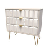 Cube 3 Drawer Chest with Gold Hairpin Legs - Welcome Furniture