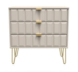 Cube 3 Drawer Chest with Gold Hairpin Legs - Welcome Furniture
