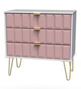 Cube 3 Drawer Chest with Gold Hairpin Legs - Welcome Furniture