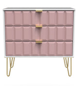 Cube 3 Drawer Chest with Gold Hairpin Legs - Welcome Furniture