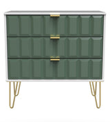 Cube 3 Drawer Chest with Gold Hairpin Legs - Welcome Furniture