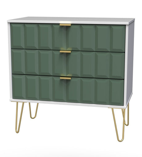 Cube 3 Drawer Chest with Gold Hairpin Legs - Welcome Furniture