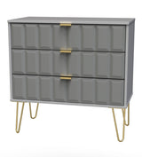Cube 3 Drawer Chest with Gold Hairpin Legs - Welcome Furniture