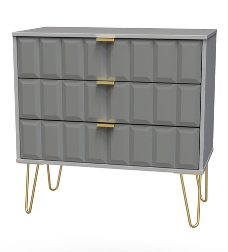 Cube 3 Drawer Chest with Gold Hairpin Legs - Welcome Furniture