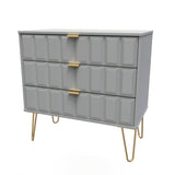 Cube 3 Drawer Chest with Gold Hairpin Legs - Welcome Furniture