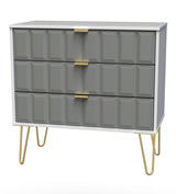 Cube 3 Drawer Chest with Gold Hairpin Legs - Welcome Furniture