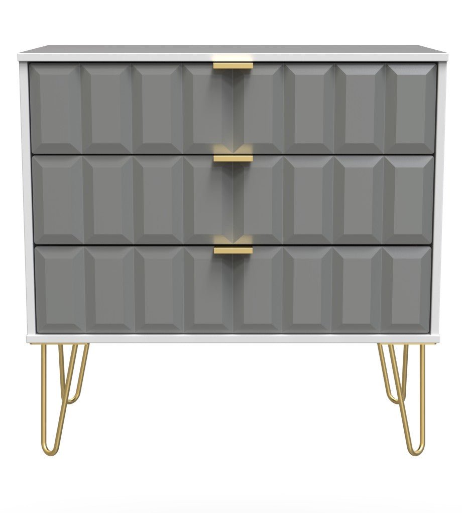 Cube 3 Drawer Chest with Gold Hairpin Legs - Welcome Furniture