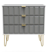 Cube 3 Drawer Chest with Gold Hairpin Legs - Welcome Furniture