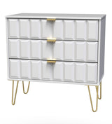 Cube 3 Drawer Chest with Gold Hairpin Legs - Welcome Furniture