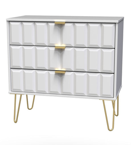 Cube 3 Drawer Chest with Gold Hairpin Legs - Welcome Furniture
