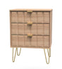 Cube 3 Drawer Midi Chest with Gold Hairpin Legs - Welcome Furniture
