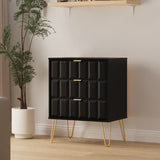 Cube 3 Drawer Midi Chest with Gold Hairpin Legs - Welcome Furniture