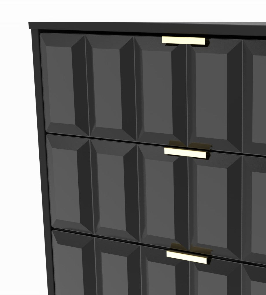 Cube 3 Drawer Midi Chest with Gold Hairpin Legs - Welcome Furniture